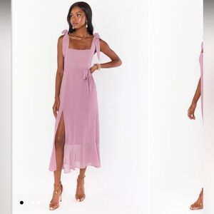 Show Me Your MuMu Claire Midi Dress in Antique Rose Chiffon